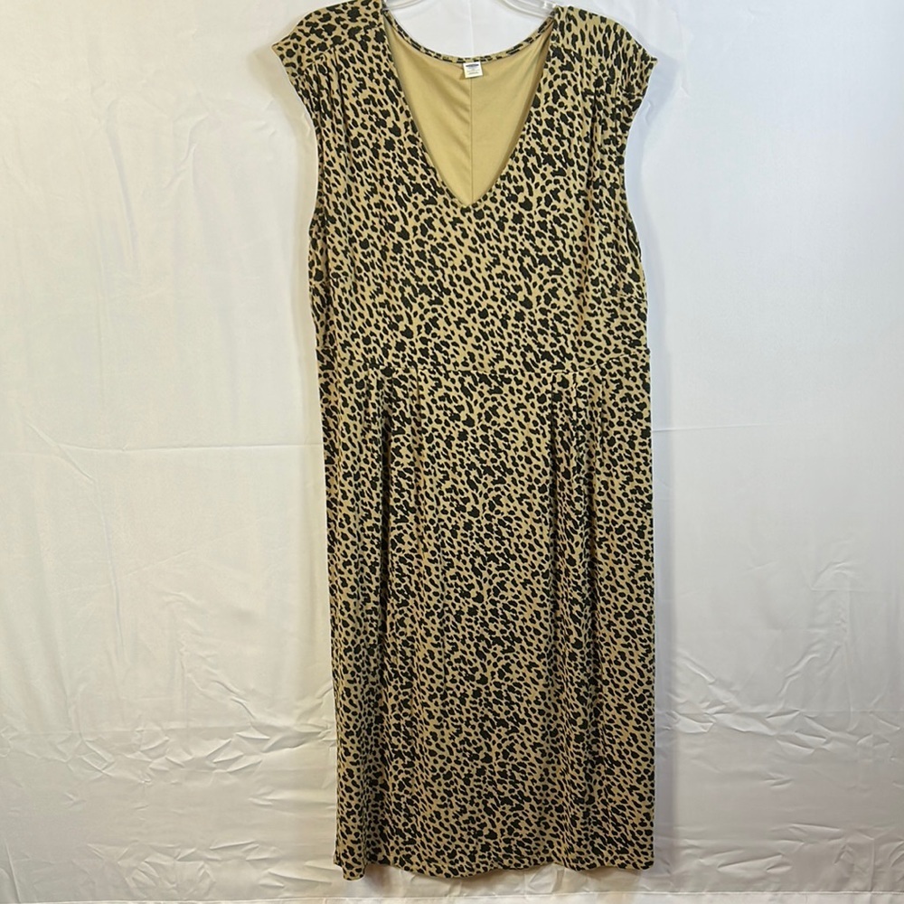 Old Navy Cheetah Print Maxi Dress Size 1X Like New Stretch Waist Brown Black